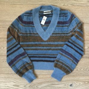 Anthropologie V-Neck cropped eyelash sweater